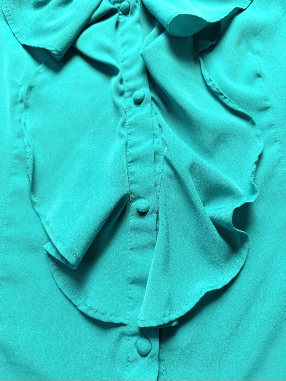 Banana Republic Teal Ruffle-Front Blouse - Picture 3 of 5